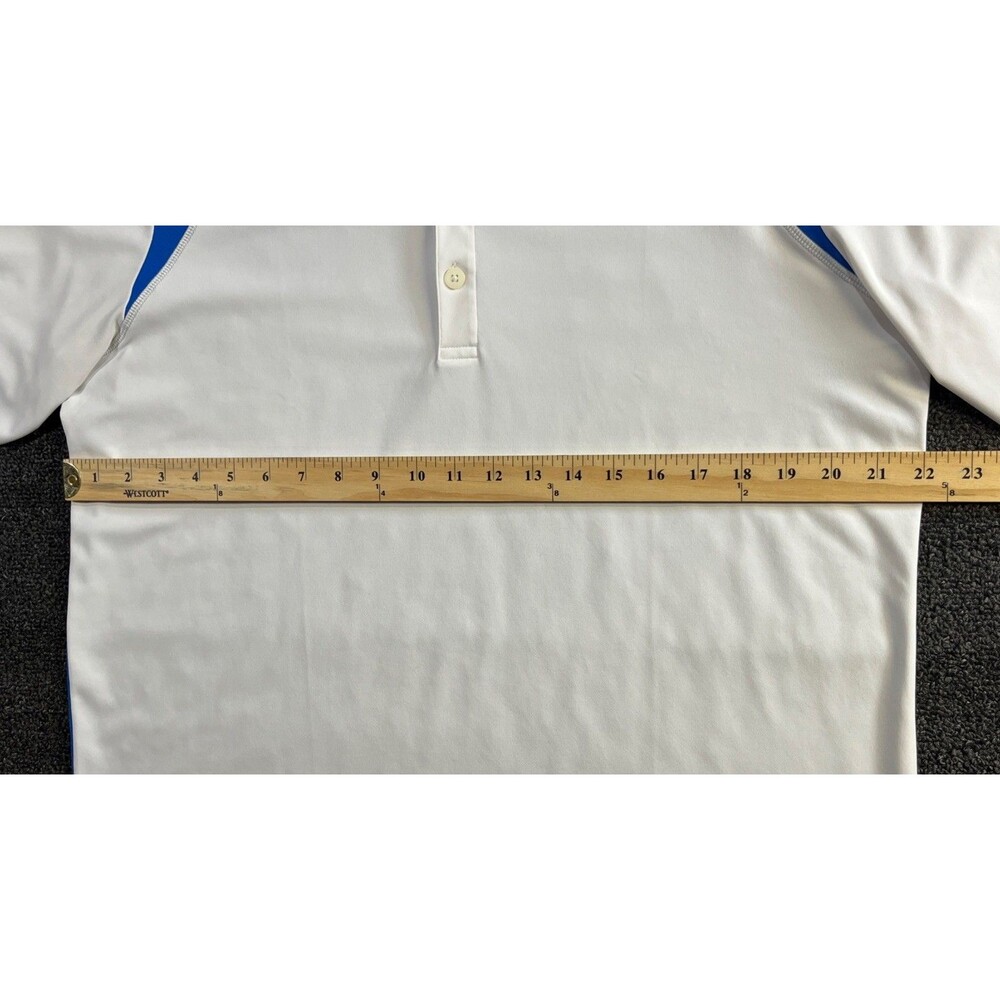 Adidas Golf Adizero Mens Large White Blue Short Sleeve Polo Shirt Z70815 - Picture 4 of 12